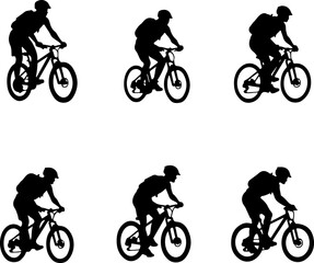 Mountain Biker on Cliff Silhouette vector graphics bundle