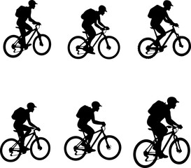 Obraz premium Mountain Biker on Cliff Silhouette vector graphics bundle