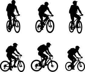 Fototapeta premium Mountain Biker on Cliff Silhouette vector graphics bundle