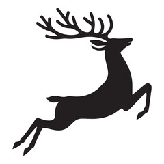 Beautiful jumping deer silhouette black color vector illustration