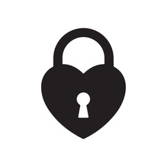 Heart shaped padlock vector isolated on white background.
