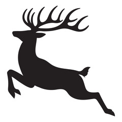 Beautiful jumping deer silhouette black color vector illustration