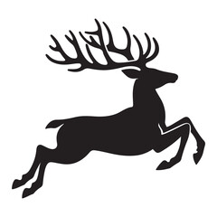 Fototapeta premium Beautiful jumping deer silhouette black color vector illustration
