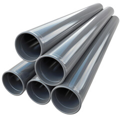 Fototapeta premium Stack of Sleek Metallic Pipes: Industrial Strength, Modern Design, Clean Background.
