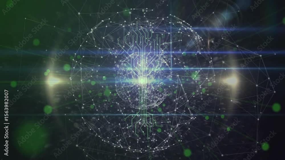 Poster faint outline emerging triggers neural network sphere expanding then pulsing to show connectivity