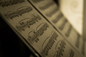 close up of old note book