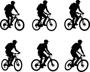 Mountain Biker on Cliff Silhouette vector graphics bundle