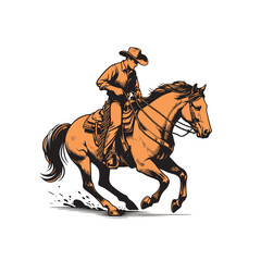 Vector  Modern Cowboy, baking horse.	