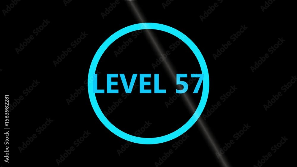 Poster level 57 text animation. level eight text font, level up text animation. level- 57 text animation