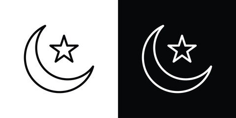 Moon and star icon. Simple thin line, outline vectors