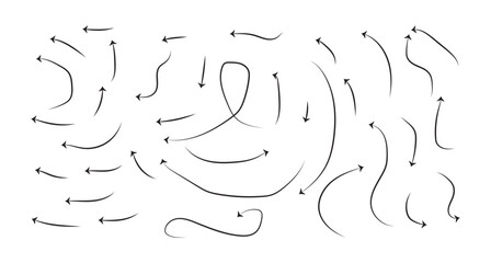 Hand-drawn Arrows Collection: A diverse set of hand-drawn arrows in various styles, perfect for design projects needing direction indicators, or artistic flair.