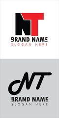 NT letter logo design images icon vector stock template