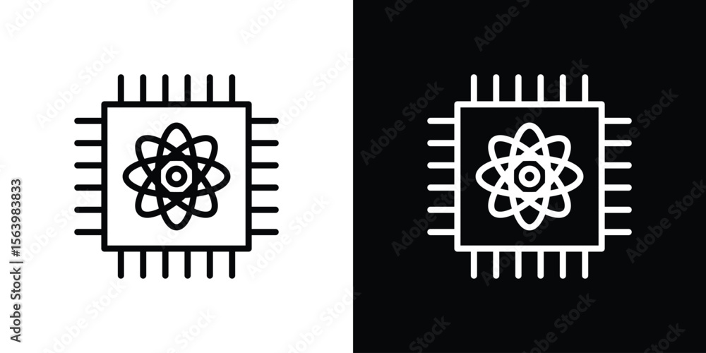 Poster quantum computing icon. simple thin line, outline vectors