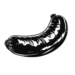 Black silhouette of a cucumber on a white background for food branding, nutrition, and healthy eating
