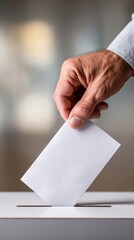 Hand Inserting White Ballot Paper Into Vote Box During Election Process in Modern Environment