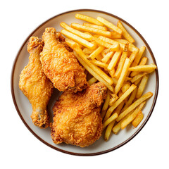 fried chicken wings with fries