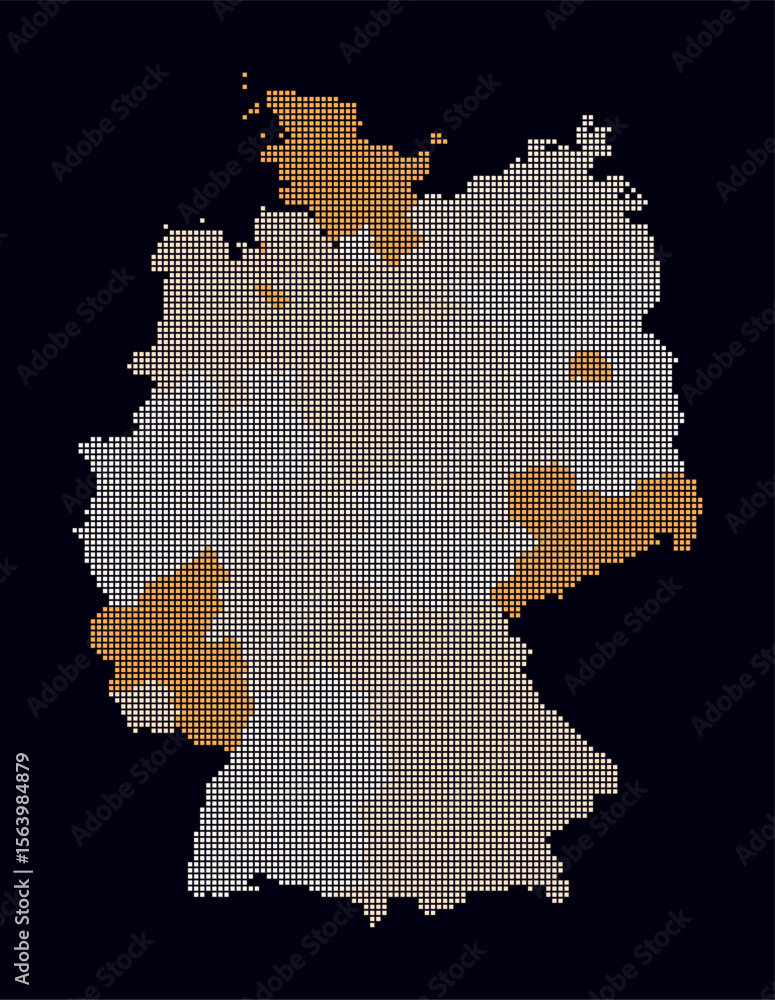 Aufkleber germany dotted map. digital style map of the country on dark background. germany shape with square d