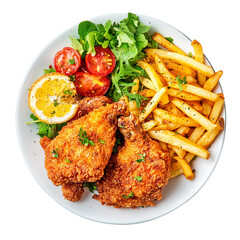 fried chicken wings with fries
