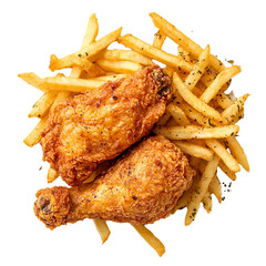 fried chicken wings with fries