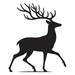 Elegant walking deer silhouette vector illustration for wildlife and nature designs