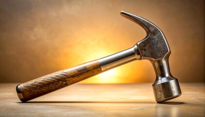 Single Metal Hammer on Neutral Background