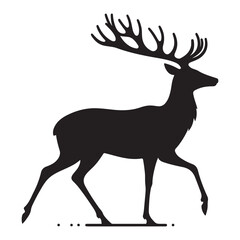 Elegant walking deer silhouette vector illustration for wildlife and nature designs