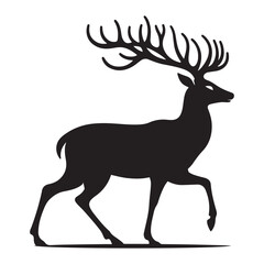 Elegant walking deer silhouette vector illustration for wildlife and nature designs