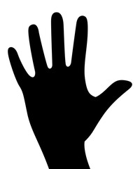 Obraz premium Silhouette Hand: A stark, striking silhouette of a hand, fingers spread wide, commanding attention with its bold simplicity and enigmatic presence.