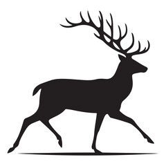 Elegant walking deer silhouette vector illustration for wildlife and nature designs