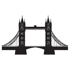 Obraz premium Iconic Tower Bridge of London silhouette, Illustration Isolated On White Background, tower bridge icon, simple silhouette illustration of tower bridge