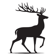 Elegant walking deer silhouette vector illustration for wildlife and nature designs