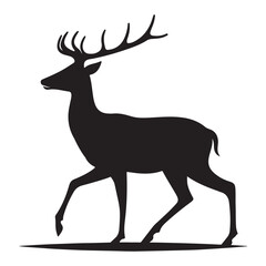 Elegant walking deer silhouette vector illustration for wildlife and nature designs