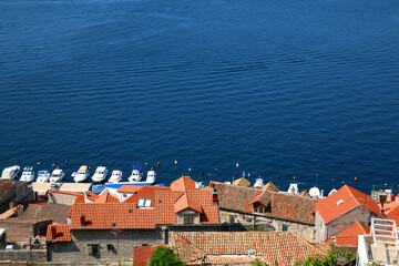 Aerial view of Sibenik, picturesque coastal town in Croatia.