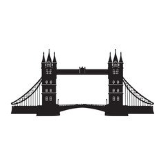 Obraz premium Iconic Tower Bridge of London silhouette, Illustration Isolated On White Background, tower bridge icon, simple silhouette illustration of tower bridge