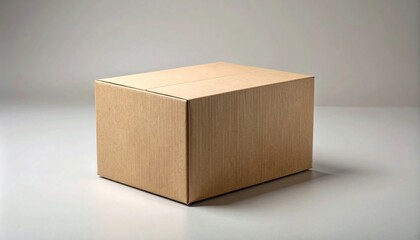 Recycled Cardboard Packaging Box on Neutral Background