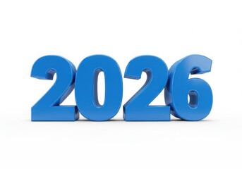 Bold blue 3d numbers representing the year twenty twenty six