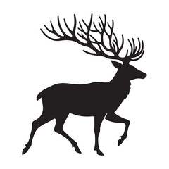 Elegant walking deer silhouette vector illustration for wildlife and nature designs
