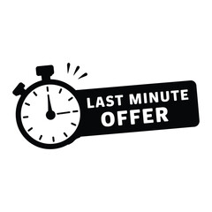 Black and White Stopwatch with Last Minute Offer Text