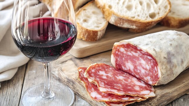 Gourmet Salami (Salame di Varzi), RedJuice, and Rustic Bread