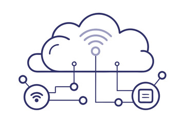 simple mono line icon cloud computing symbol