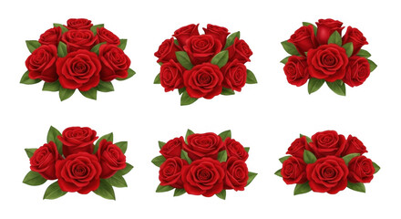 Stunning Collection of Diverse Red Roses in Elegant Arrangements for Exquisite Floral Designs and Decorations, isolated on a transparent background