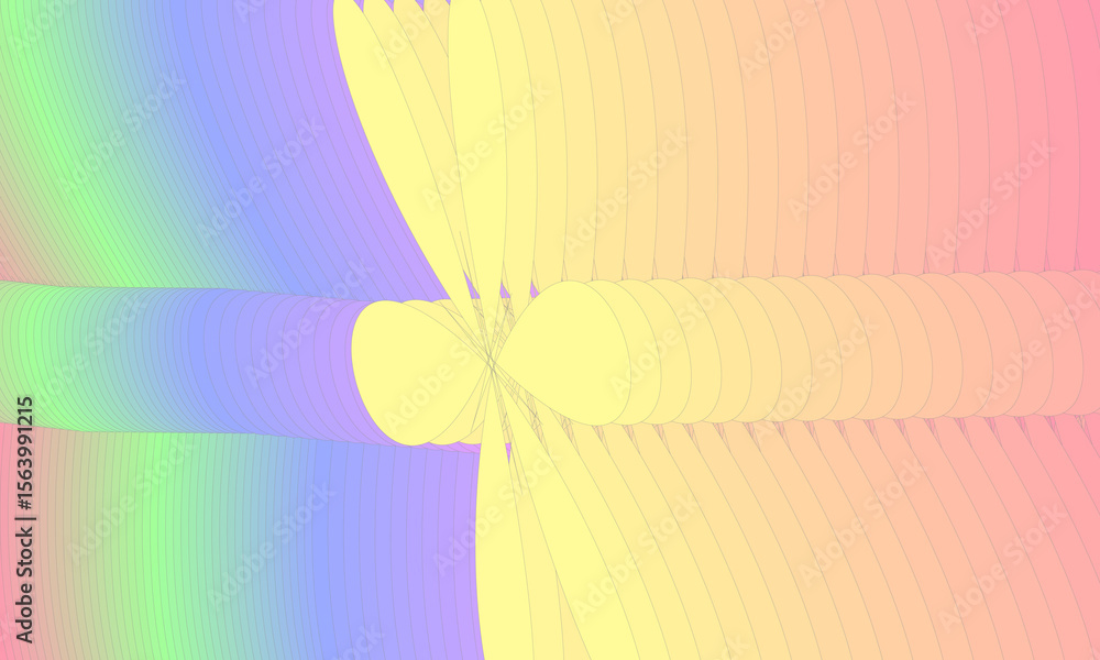 Poster abstract rainbow gradient with overlapping curved shapes and lines
