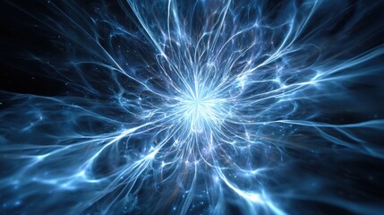 Background of dynamic blue energy flowing in cosmic scene