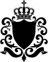 Fototapeta premium Heraldic Crowns, Shields, and Lion Silhouettes vector bundle