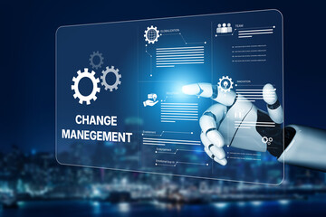 AI supports business transformation through change management strategies combining innovation, globalization, solution enablement, and team collaboration Vouch