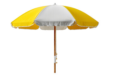 Obraz premium Stylish summer is represented by a bright yellow beach umbrella casting cool shade, ideal for vacation or outdoor relaxation.