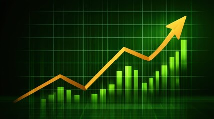 Fototapeta premium Dynamic Green Growth Chart Illustrating Rising Financial Trends and Business Success