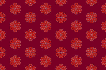 Seamless red floral pattern on dark surface