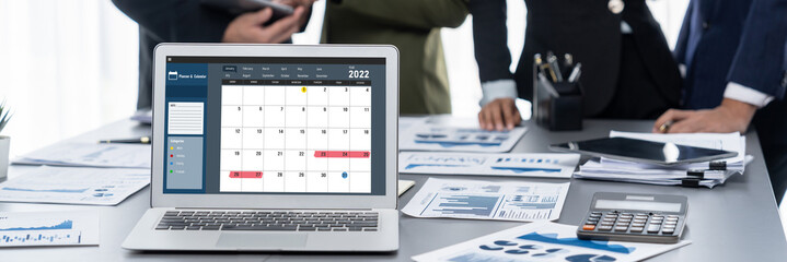 Calendar on computer software application for brisk schedule planning for personal organizer and...