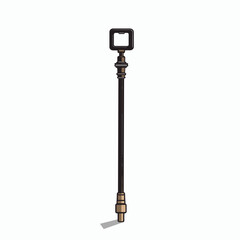 Simple street lamppost design with square light fixture and dark brown pole.  Lamppost features a classic style head and sturdy base perfect for urban settings